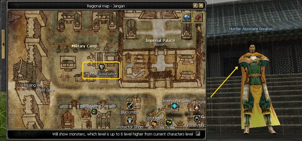 Silkroad Online hunter associate Gwakwi npc at jangan